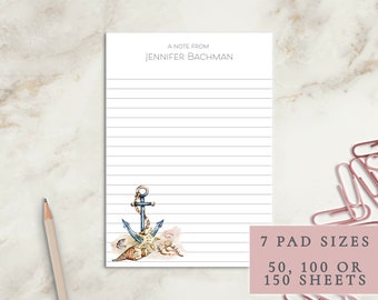 Anchor Beach House Notepad | Custom Writing Pad | Stationery | Writing Pad | Notepad | Hostess Gift | Small | Large | Personalized | Beach