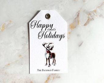 Personalized Christmas Tags  | Christmas Reindeer Gift Tags | Personalized Gift Tags | Holiday Gift Tags | Christmas Reindeer Tag