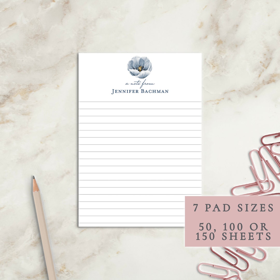 Blue Tulip Personalized Notepad | Custom Writing Pad | Teacher ...