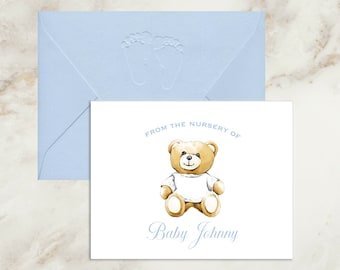 Boy Baby Shower Thank You Cards Boy | Boy Baby Teddy Bear Thank You Cards | Baby Shower Gift Boy | Baby Note Cards | From the Nursery of