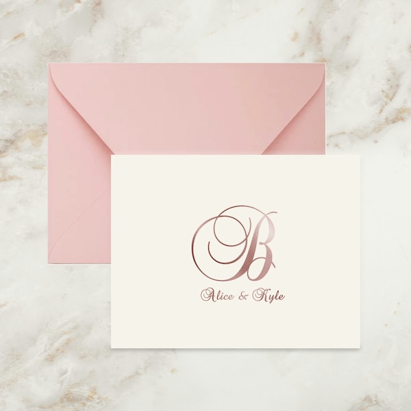 Monogram Embossed Thank You Cards Etsy