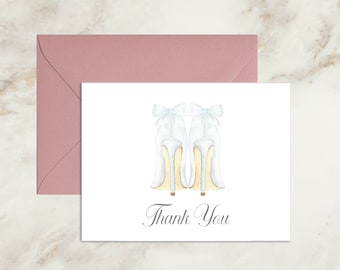 Bride Thank You Cards | Bridal Shower Thank You Cards | Bride Shoe Cards | Wedding Shower Thank You Cards | Watercolor Thank You Cards