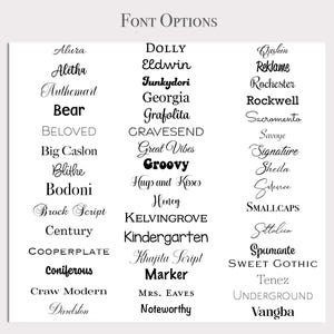 May include: A list of font names in black text on a white background. The font names are organized into three columns.