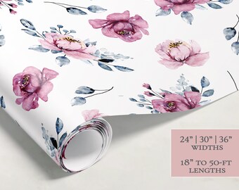 Dusty Rose Wrapping Paper | Floral Gift Wrap  | Wrapping Paper Rolls | Gift Wrap | Premium Gift Wrap | Wedding Gift Wrap | Watercolor