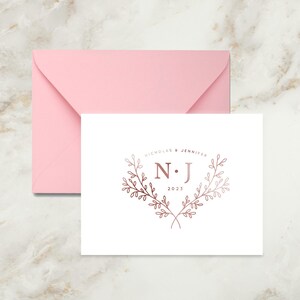 Branch Monogram Foil Cards | Monogram Thank You Cards | Couple Stationery | Adult Stationery | Wedding Thank You Cards | Personalized