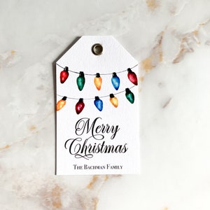 Personalized Christmas Tags  | Christmas Lights Gift Tags | Personalized Gift Tags | Holiday Gift Tags | Christmas Colored Lights