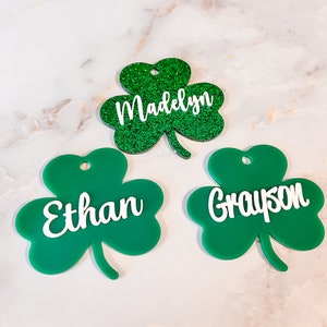 Shamrock Acrylic Tag | Glitter Tag | Gift Tag | Basket Tags | 3D Tag | Bag Tag |  Tag | Luggage Tag | St Patricks | Tote Tag |