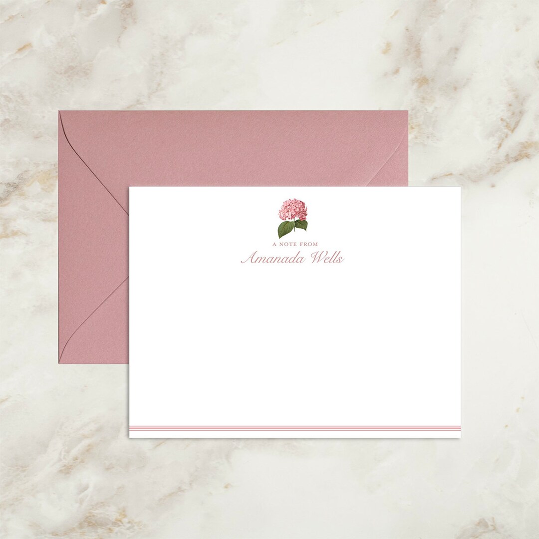 Pink Hydrangea A Note From Cards | Stationery Thank You Cards ...