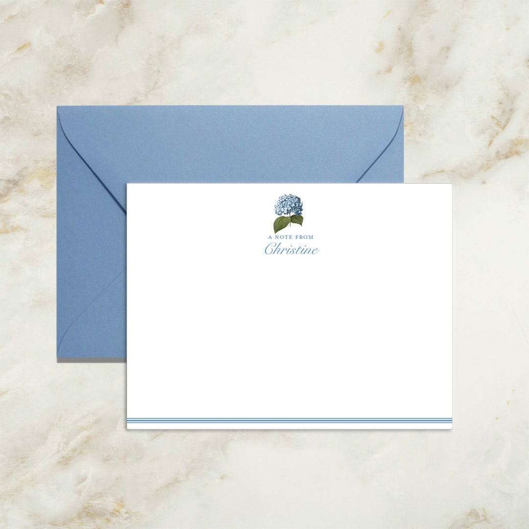 Blue Hydrangea Personalized Cards | Stationery Thank You Card ...