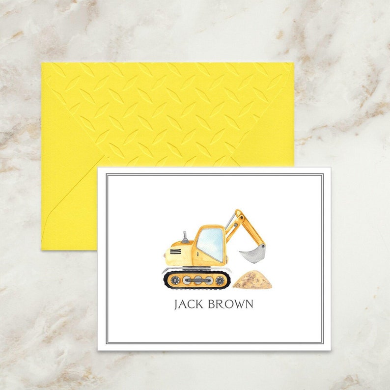 Excavator Note Cards | Construction Note Cards | Personalized | Thank ...