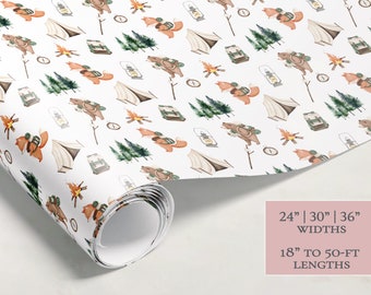 Kids Camping Wrapping Paper | Kids Gift Wrap  | Wrapping Paper Rolls | Gift Wrap | Premium Gift Wrap | Camping Outdoor Gift | Watercolor