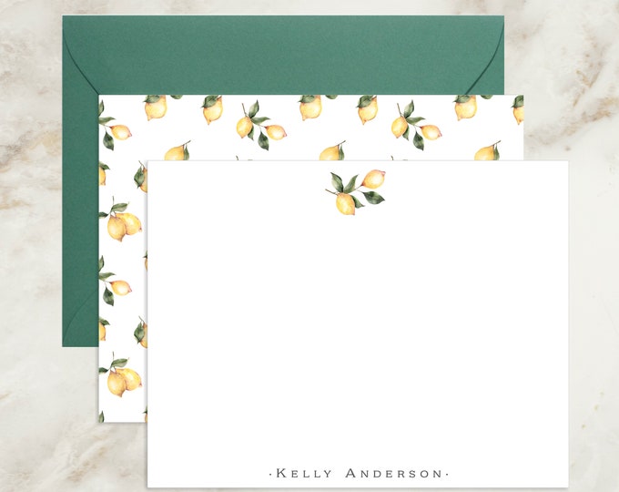 Lemon Personalized Cards | Stationery Cards | Citrus Note Cards | Thank ...