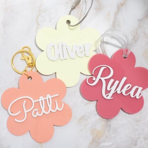 Flower Acrylic Tag | Glitter Tag | Gift Tag | Basket Tags | 3D Tag | Bag Tag |  Tag | Luggage Tag | Backpack Tag | Tote Tag