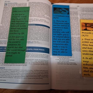 Inspirational bookmarks with bible verses on them