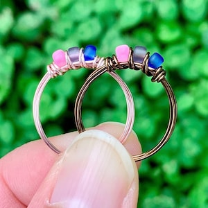 Bi Ring, Bisexual Ring, Subtle Pride Ring, Wire Wrapped Ring for Women, Bi Jewelry, Bisexual Jewelry, Pride Jewelry for Women