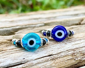 Evil Eye Ring, Third Eye Ring, Spooky Ring, Wire Wrapped Ring for Women, Evil Eye Jewelry, Third Eye Jewelry, Spooky Jewelry for Women
