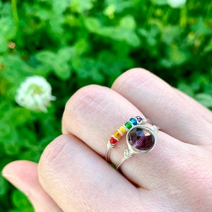 Birthstone Ring, Jewel Ring, Gemstone Ring, Wire Wrapped Ring for Women, Birthstone Jewelry for Women image 6