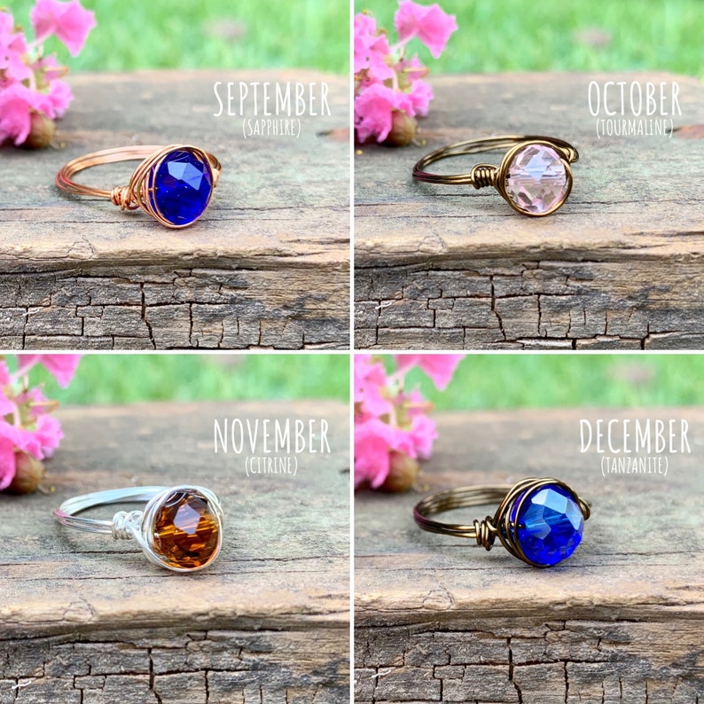 Birthstone Ring, Jewel Ring, Gemstone Ring, Wire Wrapped Ring for Women, Birthstone Jewelry for Women image 4