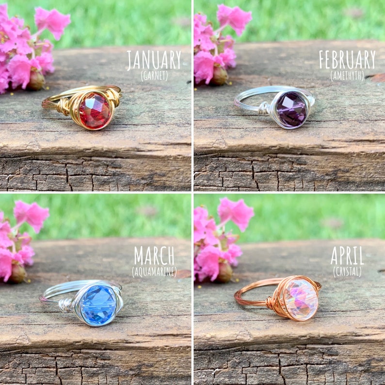 Birthstone Ring, Jewel Ring, Gemstone Ring, Wire Wrapped Ring for Women, Birthstone Jewelry for Women image 2