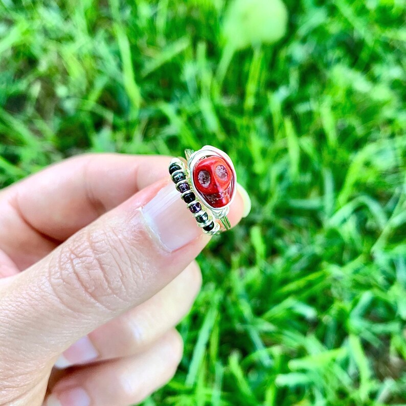 Skull Ring Skeleton Ring Halloween Ring Wire Wrapped Ring Etsy