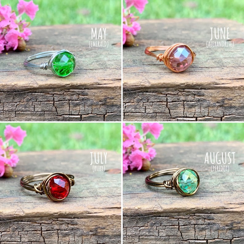 Birthstone Ring, Jewel Ring, Gemstone Ring, Wire Wrapped Ring for Women, Birthstone Jewelry for Women image 3