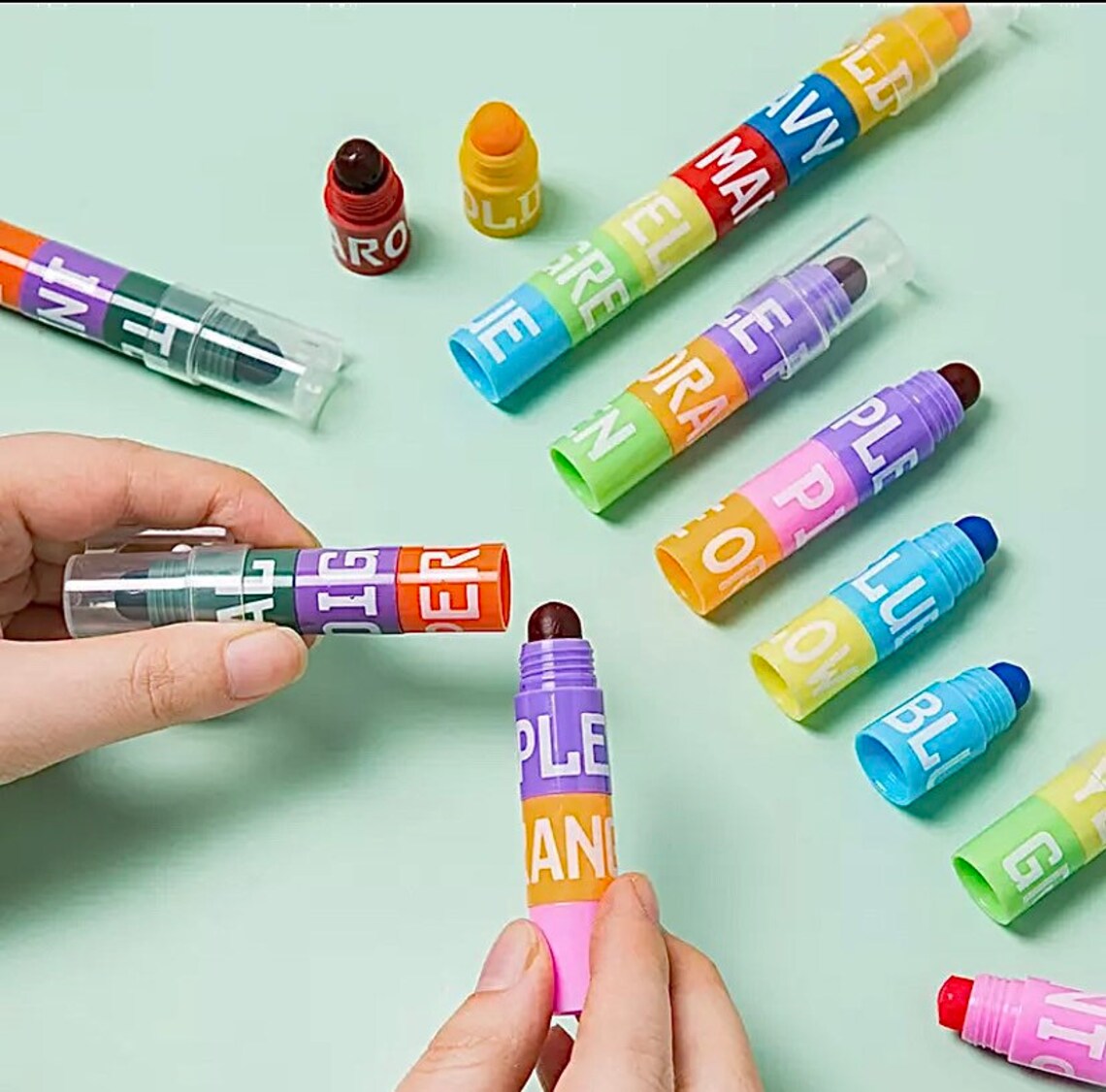 Rainbow Markers Stacking Crayon Set Art Supplies Etsy