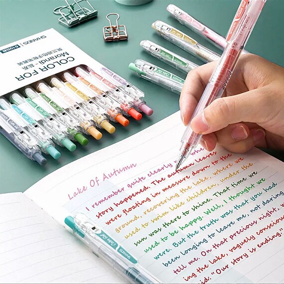 Coloured Ink Gel Pen 9pcs Morandi Gel Pen Set Writing Pen Kawaii School  Supplies Back to School Stationery 