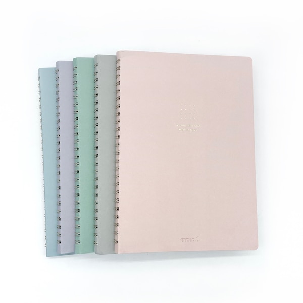 Midori Colour A5 Coil Notebook - Dot Grid Notebook - Pastel Stationery - Bullet - Notepad - Journal