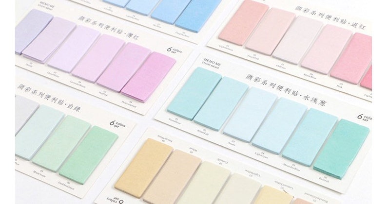 Pastel Index Tabs Memo Sticky Notes Planner Tabs Sticky Tabs Page Bookmark Memo Pad Sticky Notes Kawaii Stationery image 1