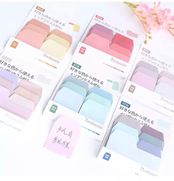 Pastel Color Sticky Tabs, Index Tabs, Memo Pad, Pastel Stationery, Page  Bookmarks, Planner Tabs, Office Sticky Pad, Study Aid, Journal MS-66 