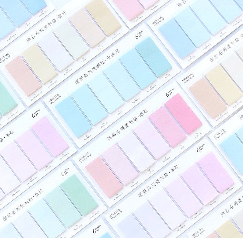 Pastel Index Tabs Memo Sticky Notes Planner Tabs Sticky Tabs Page Bookmark Memo Pad Sticky Notes Kawaii Stationery image 3