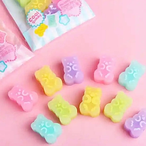 Kawaii Jelly Bear Eraser Set - Papelería Linda - Útiles Escolares Kawaii - Papelería Kawaii