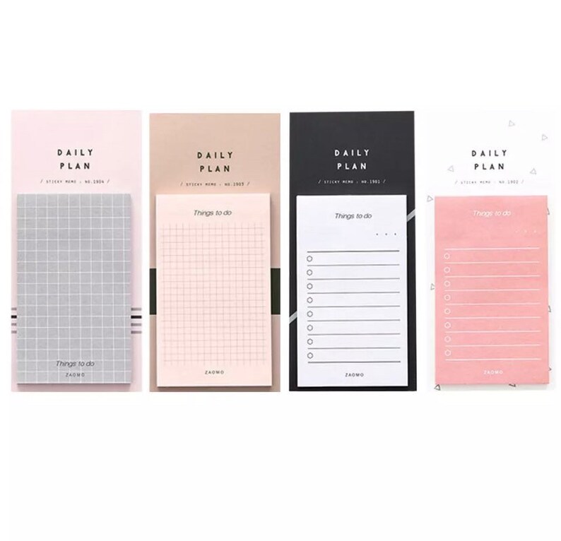 Pastel To Do List Memo Pad Daily Plan Sticky Notes Grid Etsy