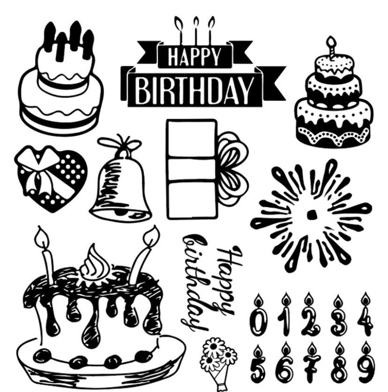 Silicone Stamps Happy Birthday Stamp Sheet Clear Stamp Sheet