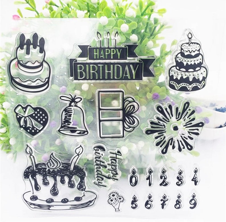 Silicone Stamps Happy Birthday Stamp Sheet Clear Stamp Sheet