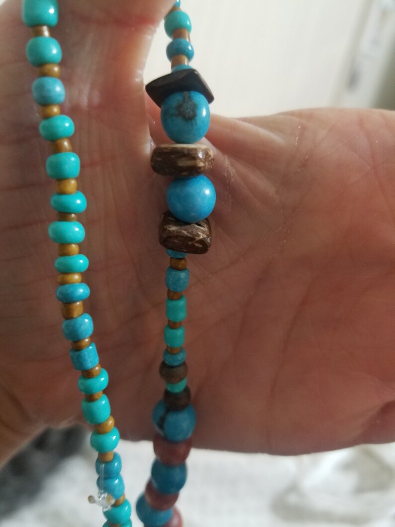 natural materials Long beaded necklace