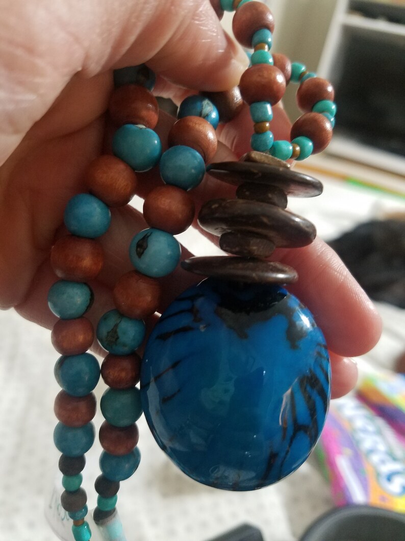 natural materials Long beaded necklace