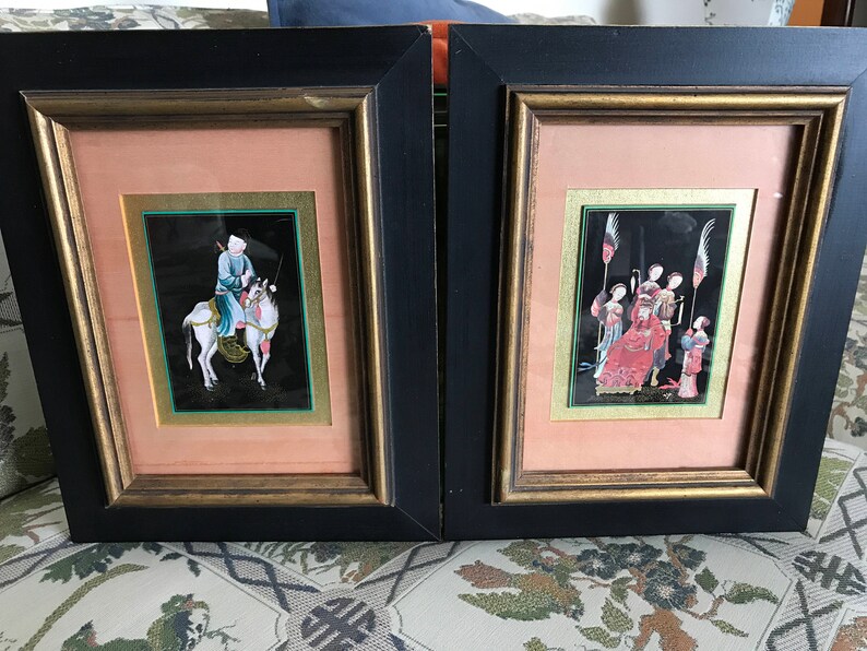 Vintage Asian Inspired Prints Wood Frames Image 0