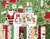 Seamless Christmas Digital Paper, Christmas Clipart, Christmas Patterns, Santa Clipart, Christmas Fabric Print, Christmas Stickers, Snow PNG