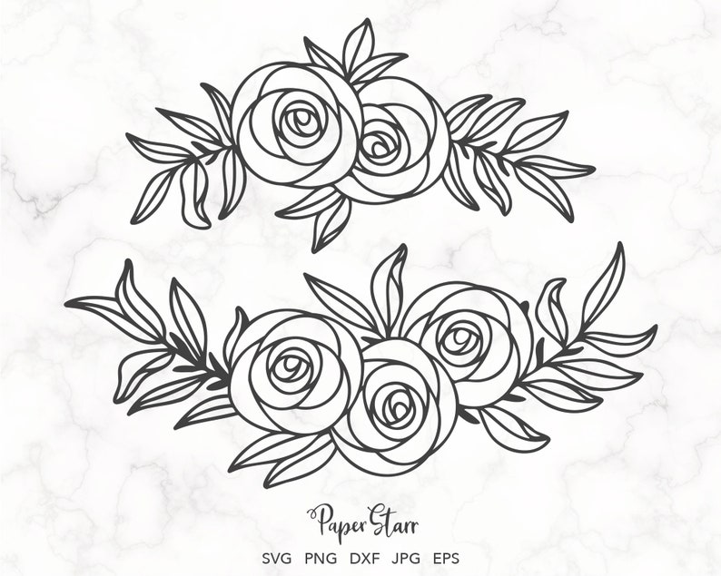 Rose Laurel Cut File for Silhouette Commercial Use split monogram Use for Scrapbooking card making transfers Cricut or Hand Cutting