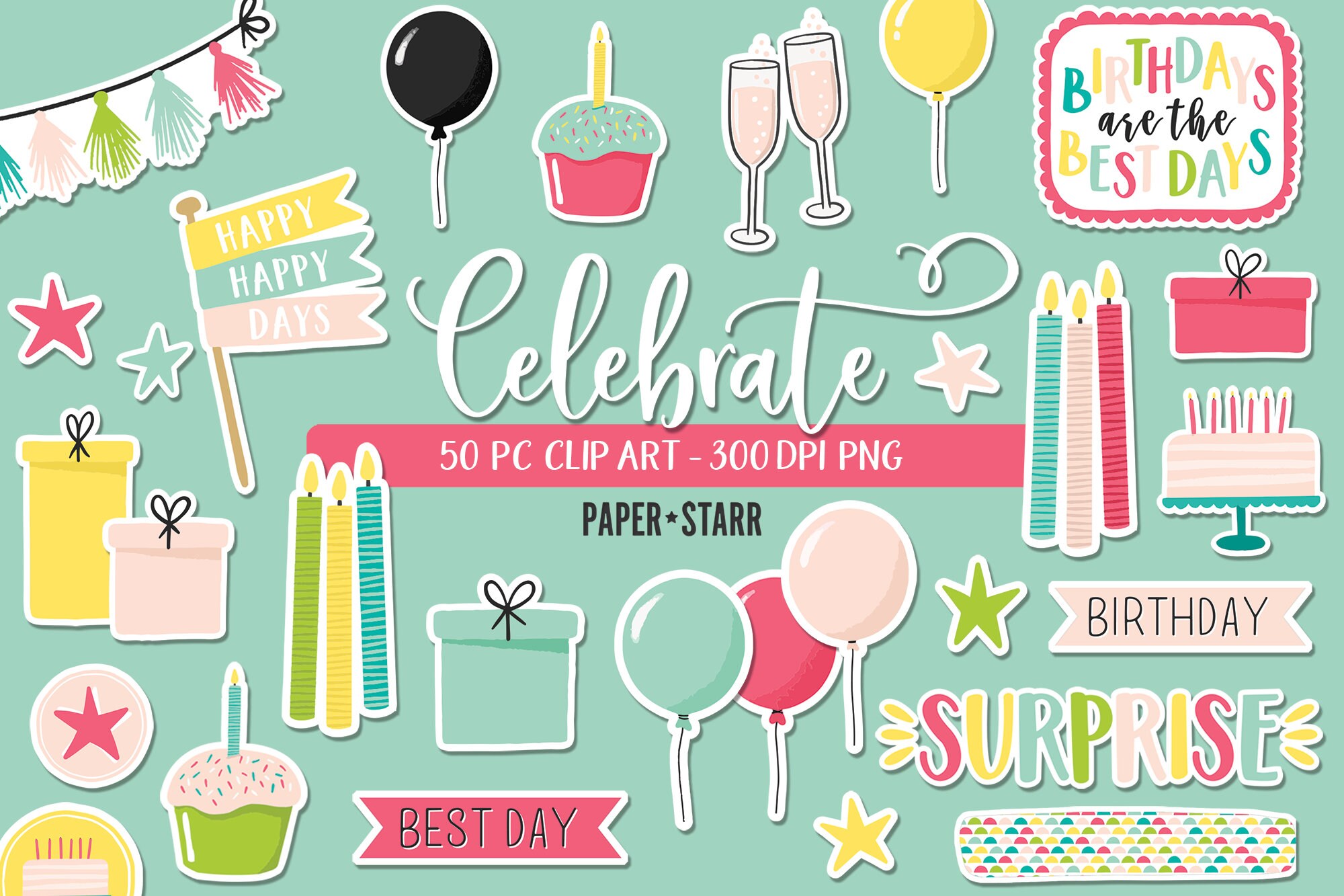 Geburtstag Clip Art Bordüren und Banner für Scrapbooks  Etsy