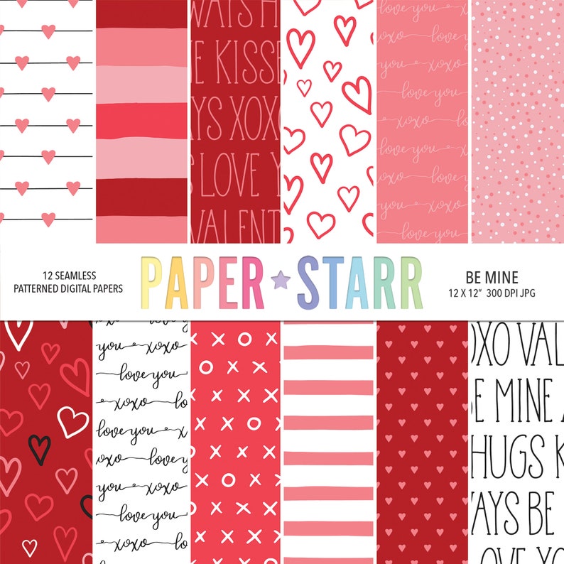 SEAMLESS Valentines Digital Papers for Backgrounds, Scrapbooking, Card Making, Paper Crafts, Planners and more. Personal & Commercial Use 