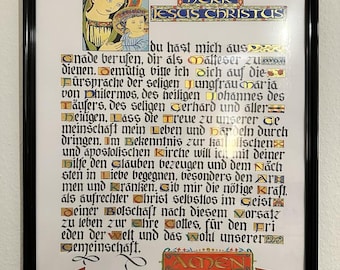 Legendäre Malteser Gebet Kalligrafie mit Goldbeschriftung
