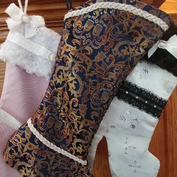 Handmade Asian brocade Christmas stocking Mongolian boot SCA Yule