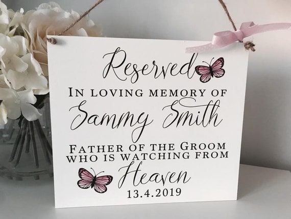 Wedding Memorial Reserved Plaque Sign
