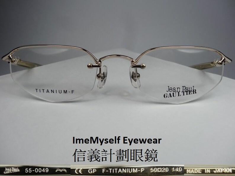 Jean Paul Gaultier JPG 55-0049 vintage titanium half rim optical frame spectacles RX for reading glasses transitions lens eyeglasses \u9226\u91d1\u5c6c \u773c\u93e1
