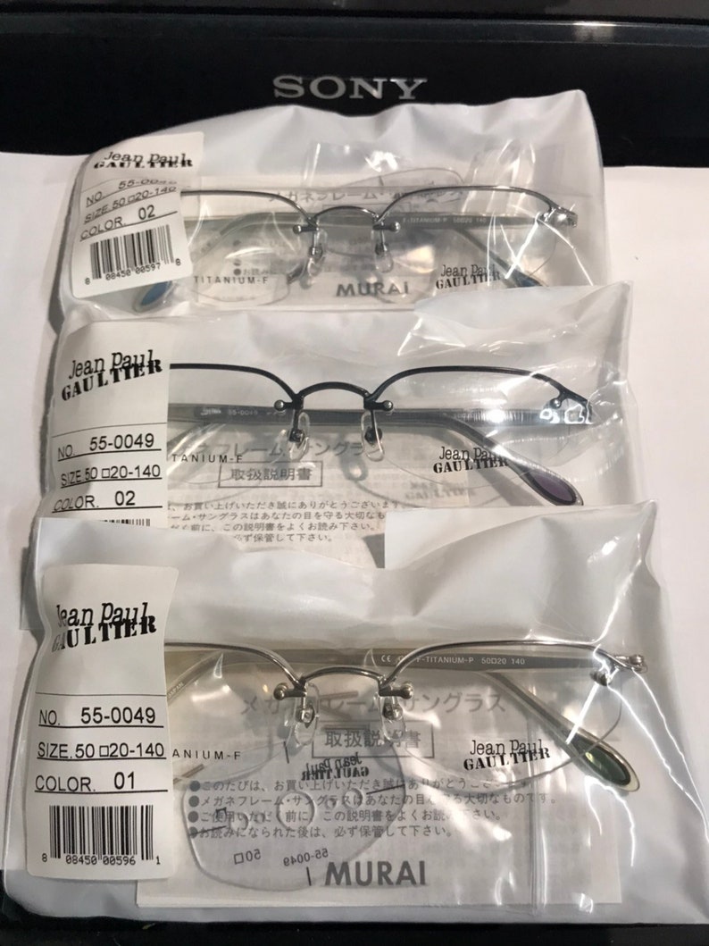 Jean Paul Gaultier JPG 55-0049 vintage titanium half rim optical frame spectacles RX for reading glasses transitions lens eyeglasses \u9226\u91d1\u5c6c \u773c\u93e1