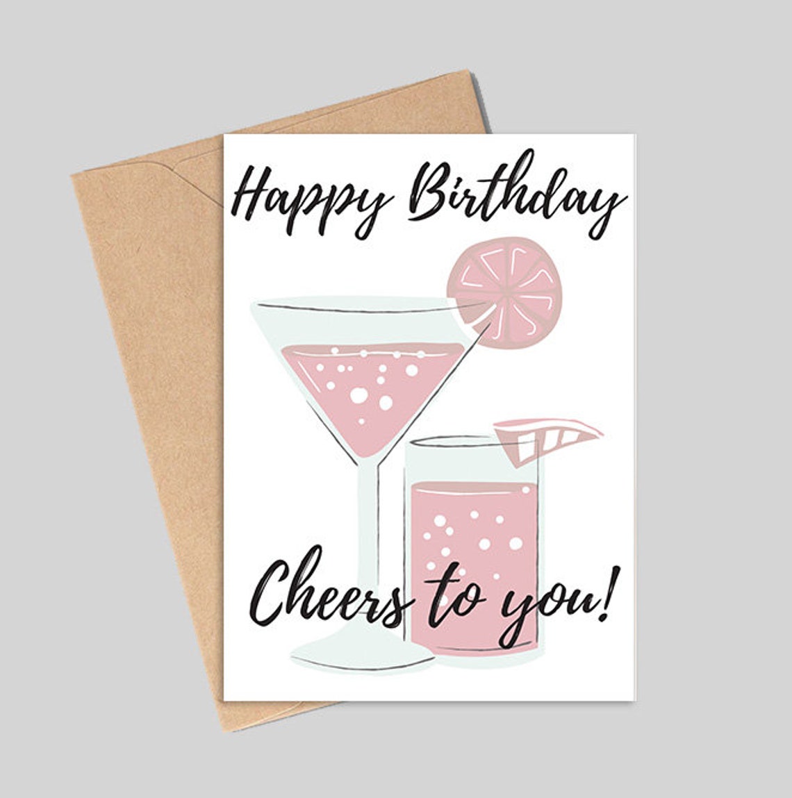 Happy Birthday Card Cheers Drinks Personalised Greeting | Etsy