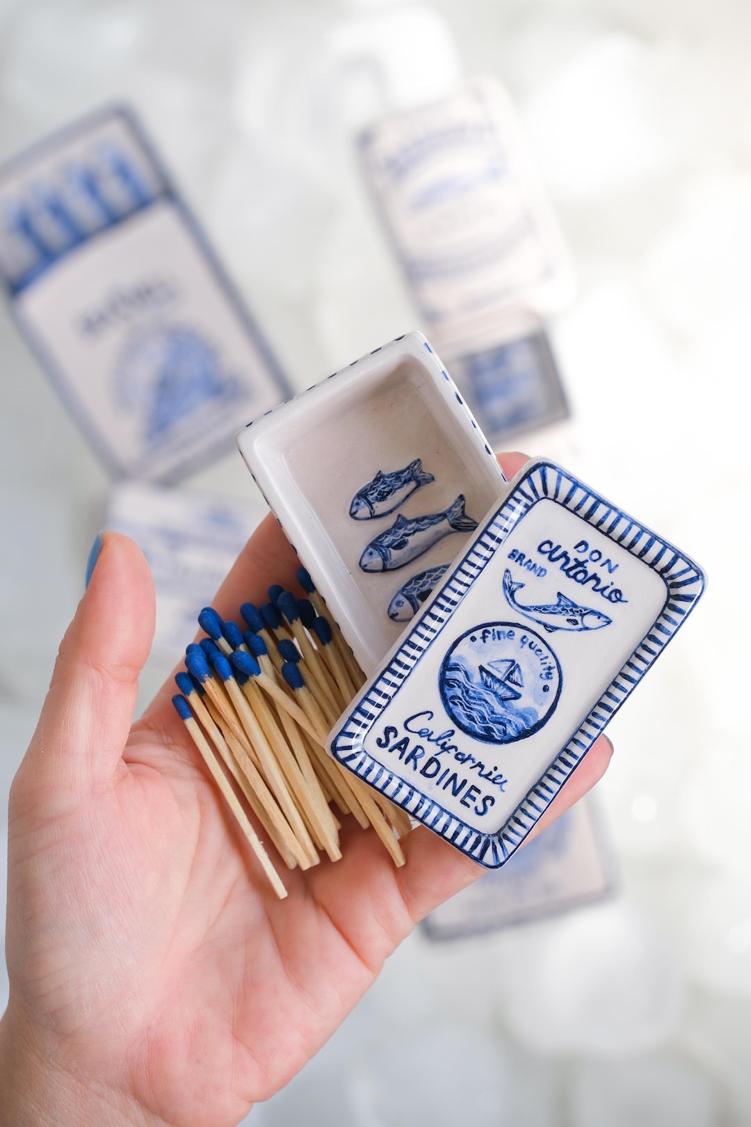 Handmade Ceramic Matchbox & Mini Jewelry Box – Sardines Pattern, Hand-painted Trinket Box - Etsy