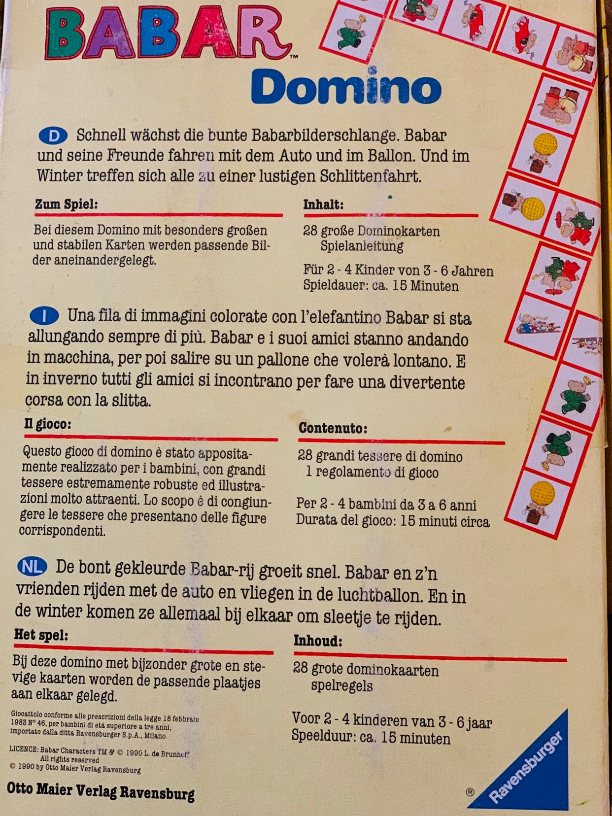 Jeu De Domino Vintage 'Le Domino De Babar' Par Gay Play (1969) - Complet